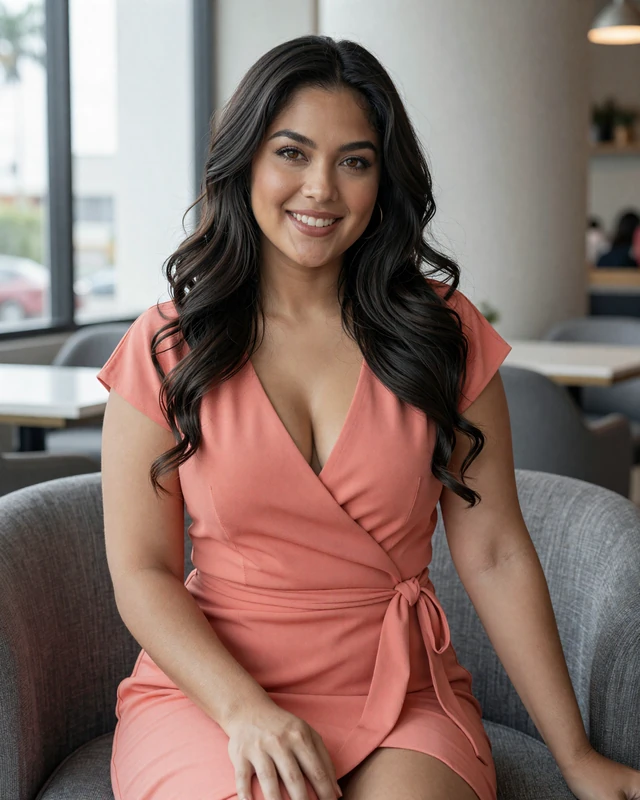 Lina seated in a modern lounge in a bright editorial portrait for best dating apps asia style profile previews